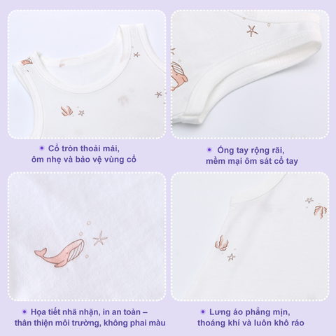  Set 3 Bodysuit không tay cho bé 3-24 tháng cotton100% mỏng nhẹ thoáng khí hiên bản mỏng cho mùa hè 