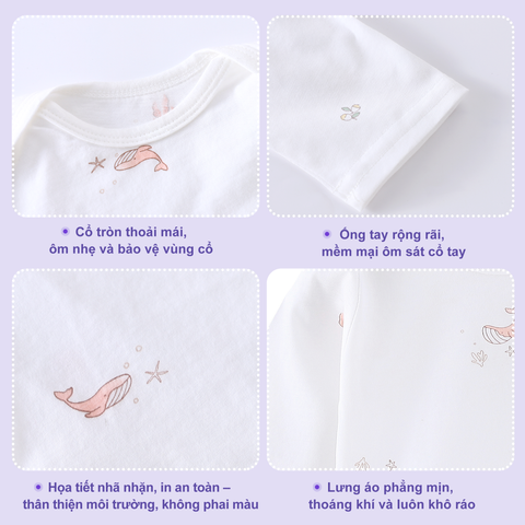  Set 3 Bodysuit dài tay cho bé 0-12 tháng cotton 100% mỏng nhẹ thoáng khí tạm biệt rôm sảy 