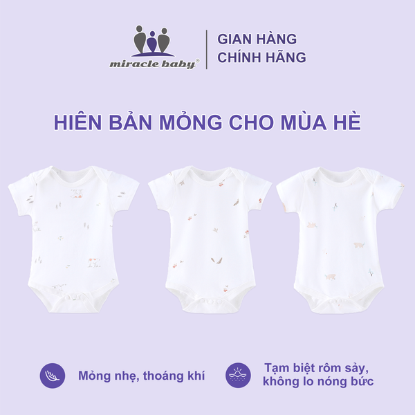  Set 3 Bodysuit ngắn tay tam giác cotton cho bé 0-12 tháng hiên bản mỏng cho mùa hè 