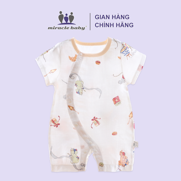  Bodysuit ngắn tay đùi cộc cotton sợi tre cho bé trai bé gái nhiều màu 0-24 tháng 