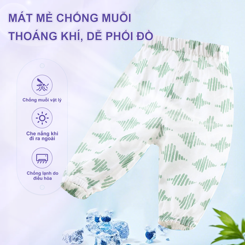  Quần dài cotton sợi tre cho bé 0-12 tháng thoáng khí thoải mái kháng khuẩn 