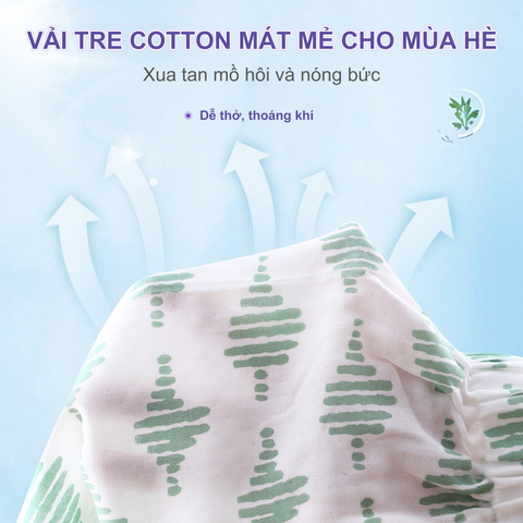  Quần dài cotton sợi tre cho bé 0-12 tháng thoáng khí thoải mái kháng khuẩn 