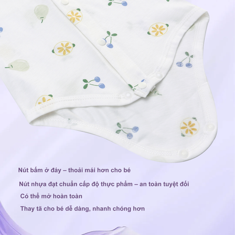  Bodysuit ngắn tay tam giác cotton cho bé 0-12 tháng 100%cotton có lỗ thoát khí 