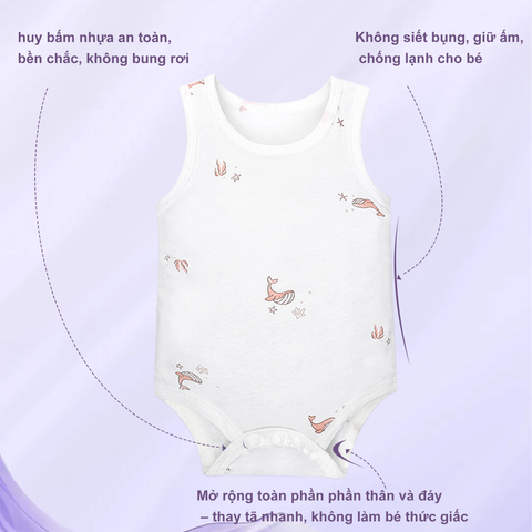  Set 3 Bodysuit không tay cho bé 3-24 tháng cotton100% mỏng nhẹ thoáng khí hiên bản mỏng cho mùa hè 