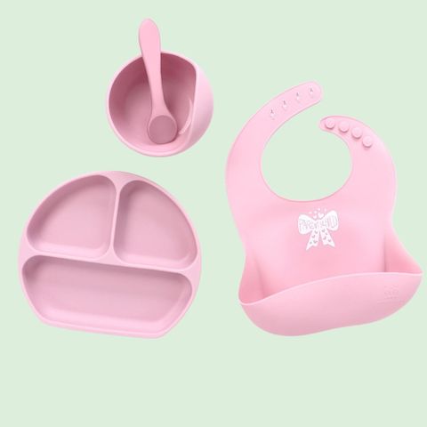  Combo 4 món ăn dặm Miraclebaby bát/chén-khay-yếm-muỗng/thìa-ly/cốc silicone cao cấp có đế hít chống đổ 