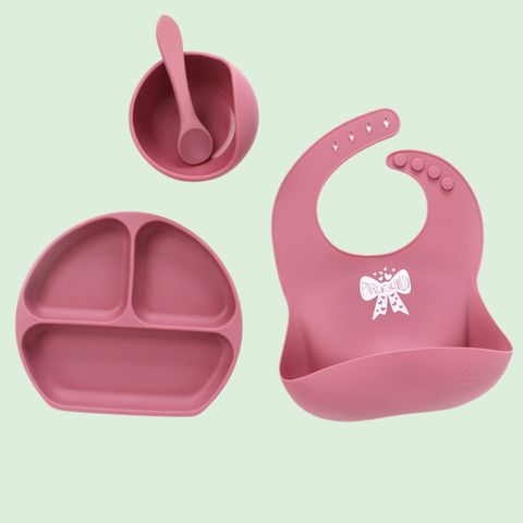  Combo 4 món ăn dặm Miraclebaby bát/chén-khay-yếm-muỗng/thìa-ly/cốc silicone cao cấp có đế hít chống đổ 