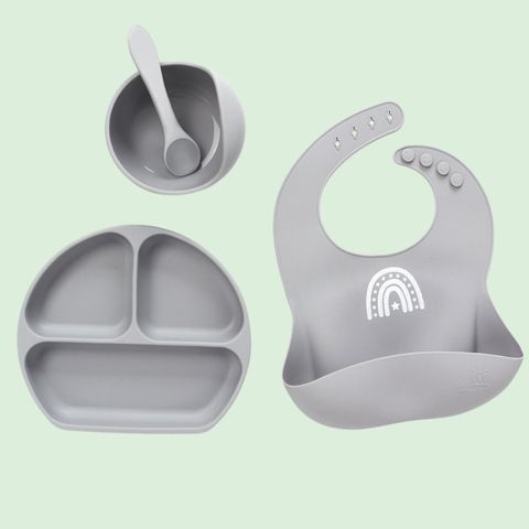  Combo 4 món ăn dặm Miraclebaby bát/chén-khay-yếm-muỗng/thìa-ly/cốc silicone cao cấp có đế hít chống đổ 