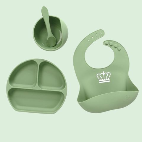  Combo 4 món ăn dặm Miraclebaby bát/chén-khay-yếm-muỗng/thìa-ly/cốc silicone cao cấp có đế hít chống đổ 