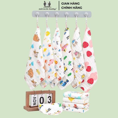  Set 5 Khăn Xô Muslin 4 lớp 100% Cotton Siêu Mềm, Khăn Rửa Mặt Cho Bé Hàng Cao Cấp Kích Thước 25x25 cm 