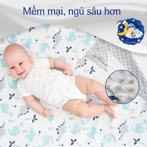  Chăn cotton 2 lớp Miraclebaby hạt đậu mềm cho bé 100*75cm chất lượng 