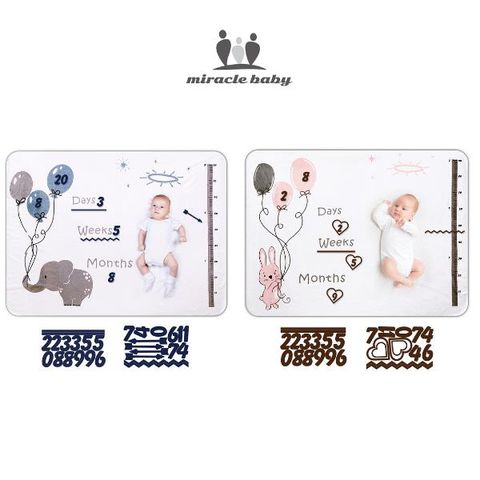  Miracle Baby - Chăn quấn đánh dấu cột mốc tháng tuổi phát triển phụ kiện chụp ảnh cho bé vải nhung cao cấp mền mịn không có xơ vải 