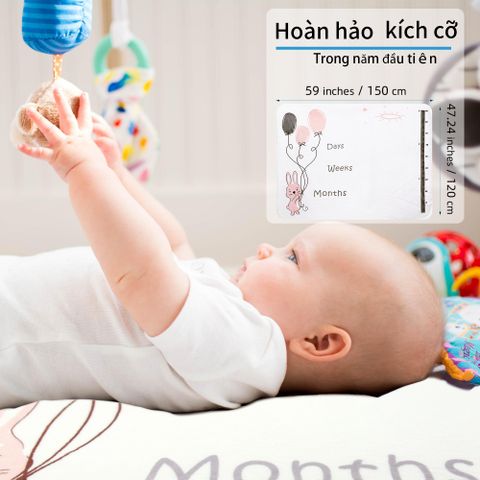  Miracle Baby - Chăn quấn đánh dấu cột mốc tháng tuổi phát triển phụ kiện chụp ảnh cho bé vải nhung cao cấp mền mịn không có xơ vải 