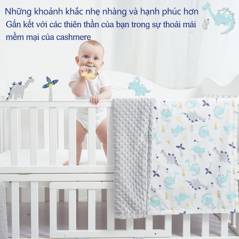  Chăn cotton 2 lớp Miraclebaby hạt đậu mềm cho bé 100*75cm chất lượng 