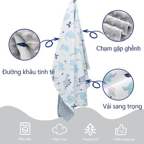  Chăn cotton 2 lớp Miraclebaby hạt đậu mềm cho bé 100*75cm chất lượng 