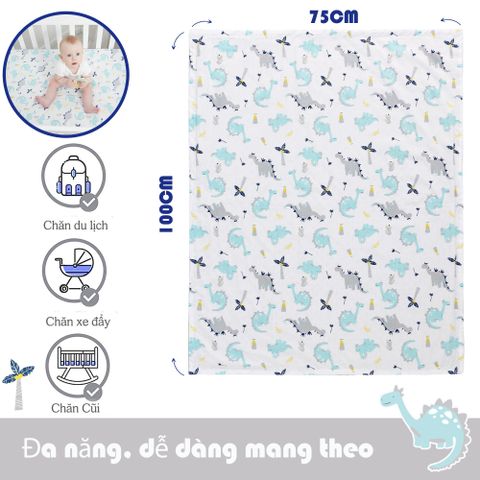  Chăn cotton 2 lớp Miraclebaby hạt đậu mềm cho bé 100*75cm chất lượng 