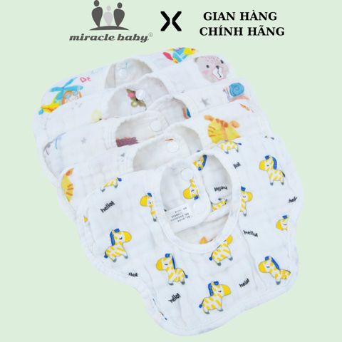  Yếm hoa Miracle Baby cổ tròn 6 lớp chất liệu Cotton cho bé từ 0 đến 12 tháng tuổi 