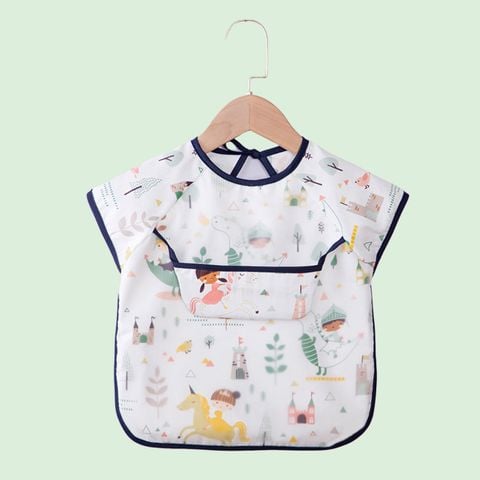  Áo yếm ăn dặm Miraclebaby cộc tay có máng hứng chống thấm sạch sẽ, an toàn cho bé từ 6 -36 tháng 