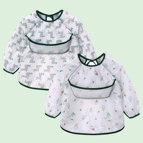  [COMBO] Áo yếm ăn dặm Miracle Baby tay dài  set 2 cái có máng hứng chống thấm sạch sẽ, an toàn cho bé từ 6 tháng tuổi - 4 tuổi 