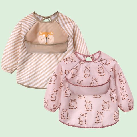  [COMBO] Áo yếm ăn dặm Miracle Baby tay dài  set 2 cái có máng hứng chống thấm sạch sẽ, an toàn cho bé từ 6 tháng tuổi - 4 tuổi 