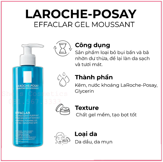 Gel rửa mặt tạo bọt cho da dầu nhạy cảm La Roche Posay 400ml