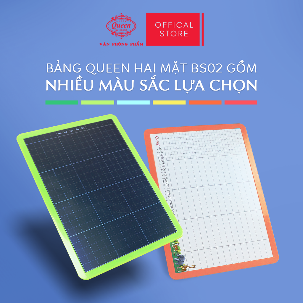 Bảng bộ 2 mặt kèm bút viết bảng Queen - BS02 - Khổ A4