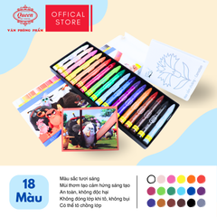 (Mẫu Mới) Bút sáp màu Queen (Nữ Hoàng) - Hộp giấy 12 màu/18 màu/24 màu - Tặng 1 ảnh hoạt hình & Giấy Tô Màu