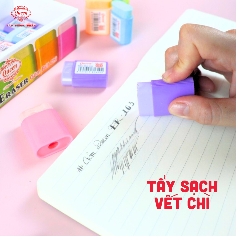 Gôm 2B Queen (Nữ Hoàng) - CHÍNH HÃNG - Màu Hồng/Vàng/Xanh Biển/Xanh Lá/Cam/Tím - ER162