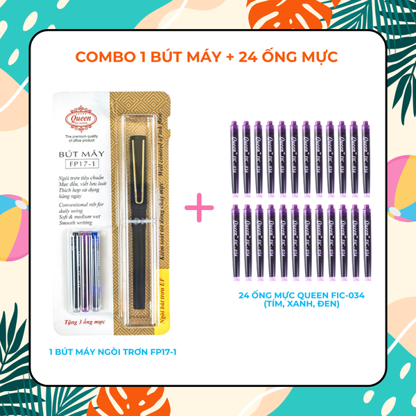 Combo bút máy và mực bút máy Queen (3 combo siêu ưu đãi hè)