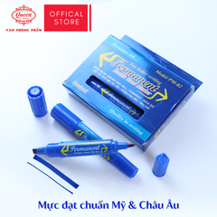 Bút lông dầu Queen (Nữ Hoàng) - CHÍNH HÃNG - Hai Đầu Vuông Tròn - Màu Xanh Dương/Đen/Đỏ/Xanh Lá/Hồng Sen - PM02