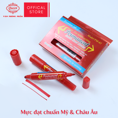 Bút lông dầu Queen (Nữ Hoàng) - CHÍNH HÃNG - Hai Đầu Vuông Tròn - Màu Xanh Dương/Đen/Đỏ/Xanh Lá/Hồng Sen - PM02