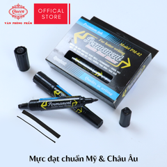 Bút lông dầu Queen (Nữ Hoàng) - CHÍNH HÃNG - Hai Đầu Vuông Tròn - Màu Xanh Dương/Đen/Đỏ/Xanh Lá/Hồng Sen - PM02