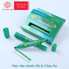 Bút lông dầu Queen (Nữ Hoàng) - CHÍNH HÃNG - Hai Đầu Vuông Tròn - Màu Xanh Dương/Đen/Đỏ/Xanh Lá/Hồng Sen - PM02