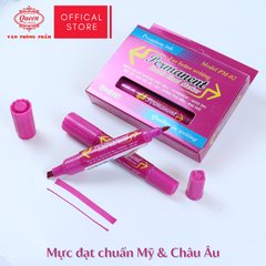 Bút lông dầu Queen (Nữ Hoàng) - CHÍNH HÃNG - Hai Đầu Vuông Tròn - Màu Xanh Dương/Đen/Đỏ/Xanh Lá/Hồng Sen - PM02