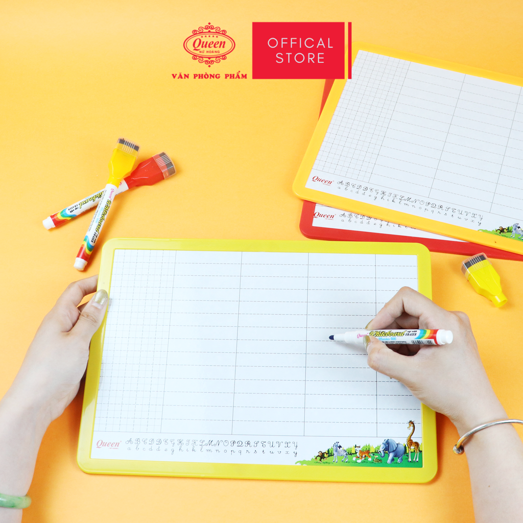 Bảng bộ 2 mặt kèm bút viết bảng Queen - BS02 - Khổ A4