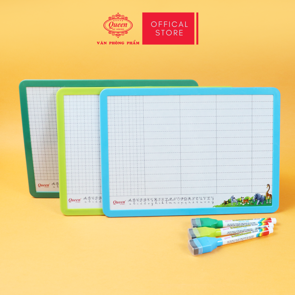Bảng bộ 2 mặt kèm bút viết bảng Queen - BS02 - Khổ A4