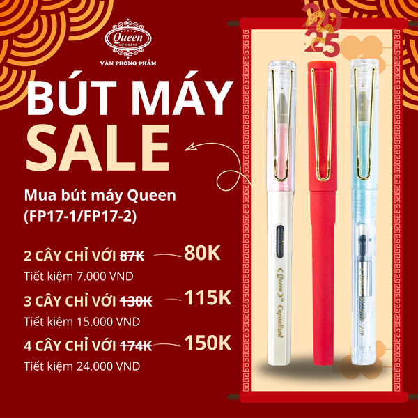 Bút máy ngòi trơn Queen FP-17-1 nét EF (6 màu Pastel)