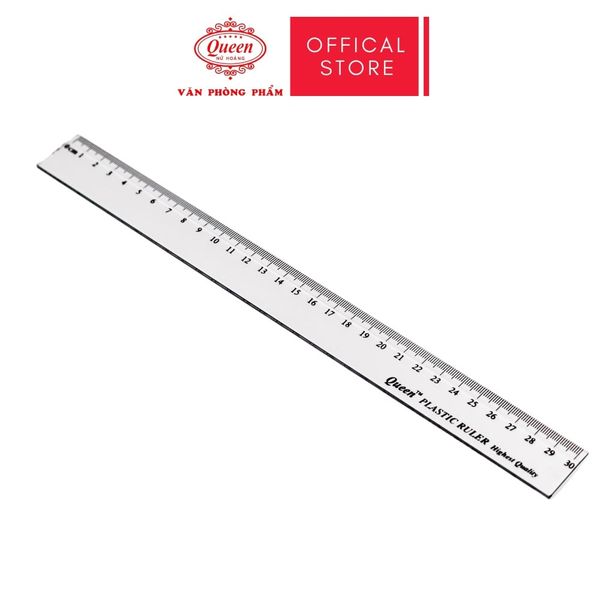 Thước nhựa 30cm - Màu Trắng Trong/Xanh/Xanh Lá/Hồng - Queen (Nữ Hoàng)