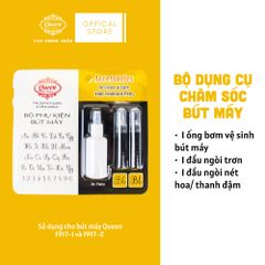Bộ phụ kiện vệ sinh và ngòi thay bút máy Queen (Dụng cụ hút xã mực, ngòi thay nét trơn, ngòi thay nét thanh đậm) FPA-01