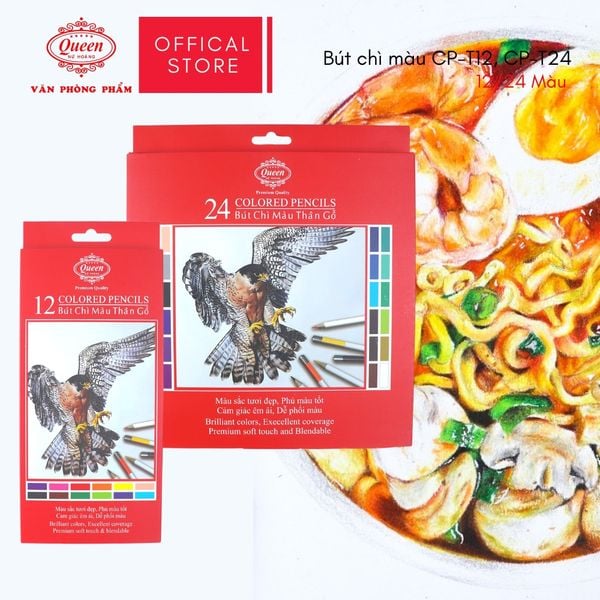 Bút chì màu Queen (Nữ Hoàng) 12/24 Màu - Chính Hãng - CPT12/24