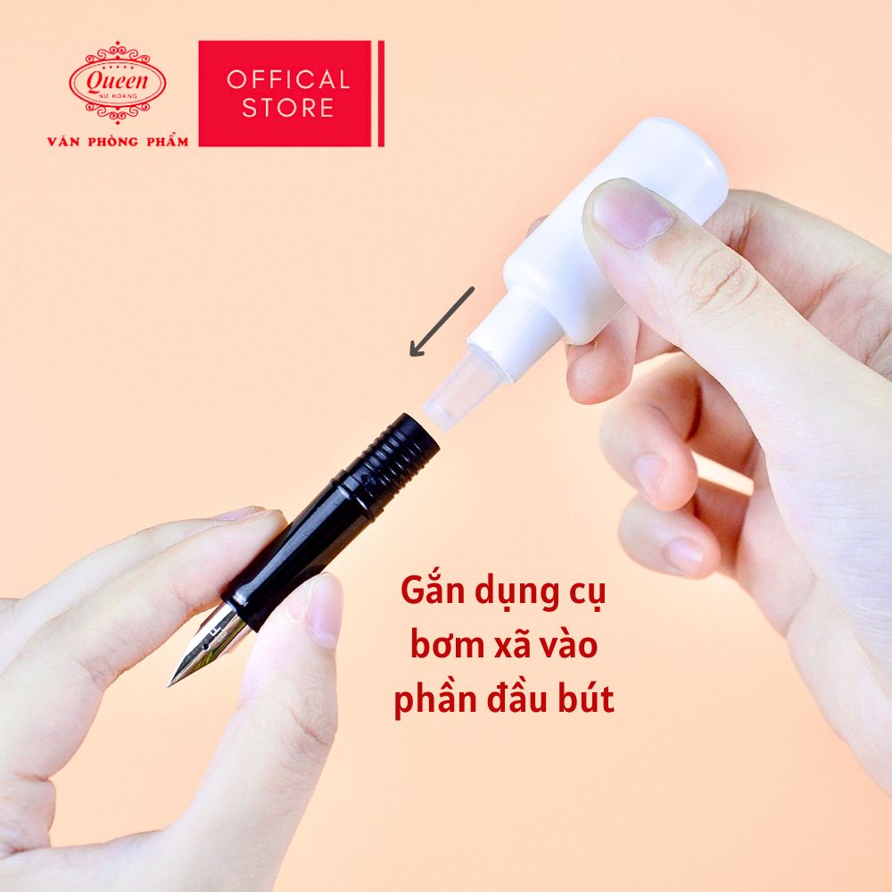 Bộ phụ kiện vệ sinh và ngòi thay bút máy Queen (Dụng cụ hút xã mực, ngòi thay nét trơn, ngòi thay nét thanh đậm) FPA-01