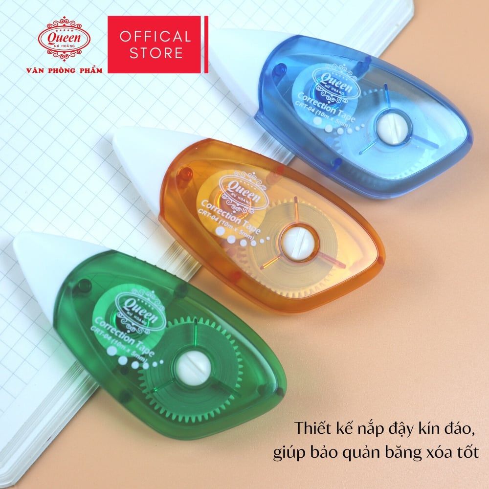 Bút xóa băng Queen (Nữ Hoàng) - CRT04 (10M) - Chính Hãng - 1 Cái - 24 Cái/Hộp (Giá Sĩ & Màu Ngẫu Nhiên)