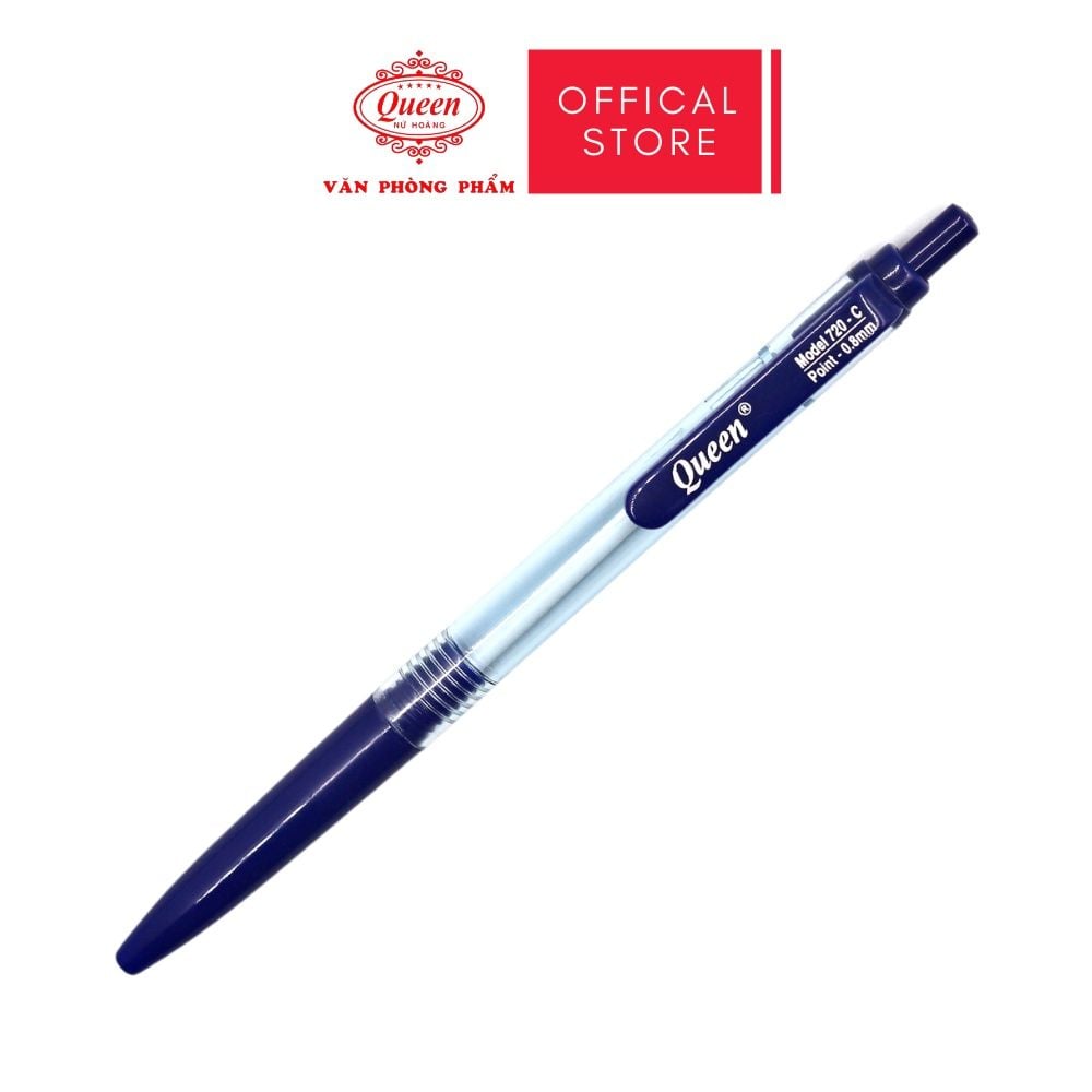 Bút bi Queen (Nữ Hoàng) - Đầu bi 0.8mm - Màu Xanh/Đen - (5 Bút cùng màu) hoặc 1 Hộp (giá sĩ) - CHÍNH HÃNG - 720C
