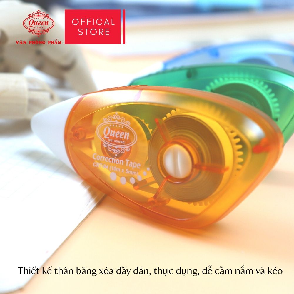 Bút xóa băng Queen (Nữ Hoàng) - CRT04 (10M) - Chính Hãng - 1 Cái - 24 Cái/Hộp (Giá Sĩ & Màu Ngẫu Nhiên)