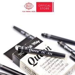 Ống mực bút máy Queen (Nữ Hoàng) - Đường Kính 3.4mm -  1 Hộp 12 Ống/ 1 Block 12 Hộp - Màu Tím/Xanh Dương/Đen - FIC034