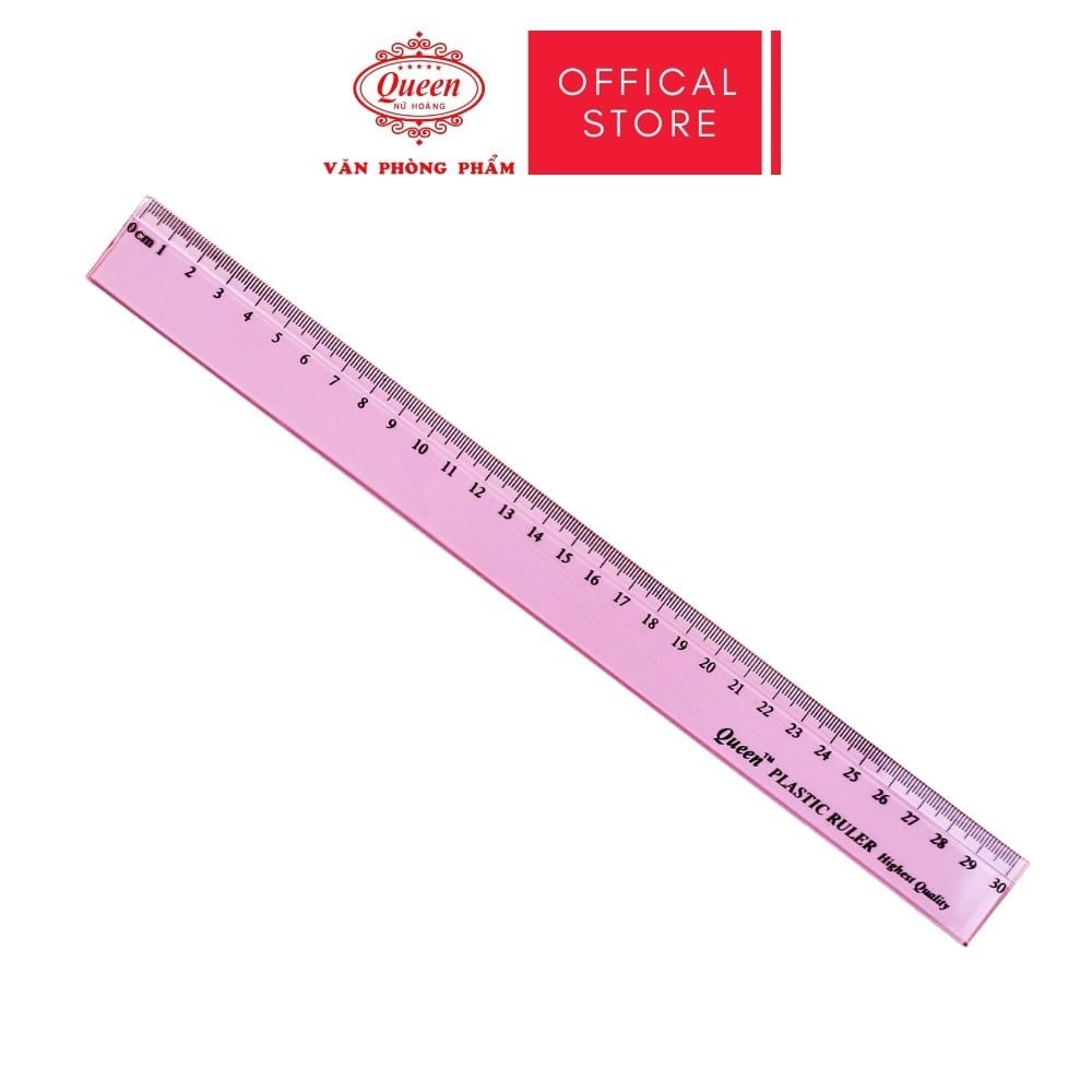 Thước nhựa 30cm - Màu Trắng Trong/Xanh/Xanh Lá/Hồng - Queen (Nữ Hoàng)
