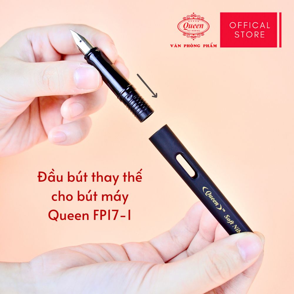 Bộ phụ kiện vệ sinh và ngòi thay bút máy Queen (Dụng cụ hút xã mực, ngòi thay nét trơn, ngòi thay nét thanh đậm) FPA-01