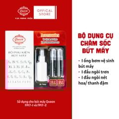 Bộ phụ kiện vệ sinh và ngòi thay bút máy Queen (Dụng cụ hút xã mực, ngòi thay nét trơn, ngòi thay nét thanh đậm) FPA-01