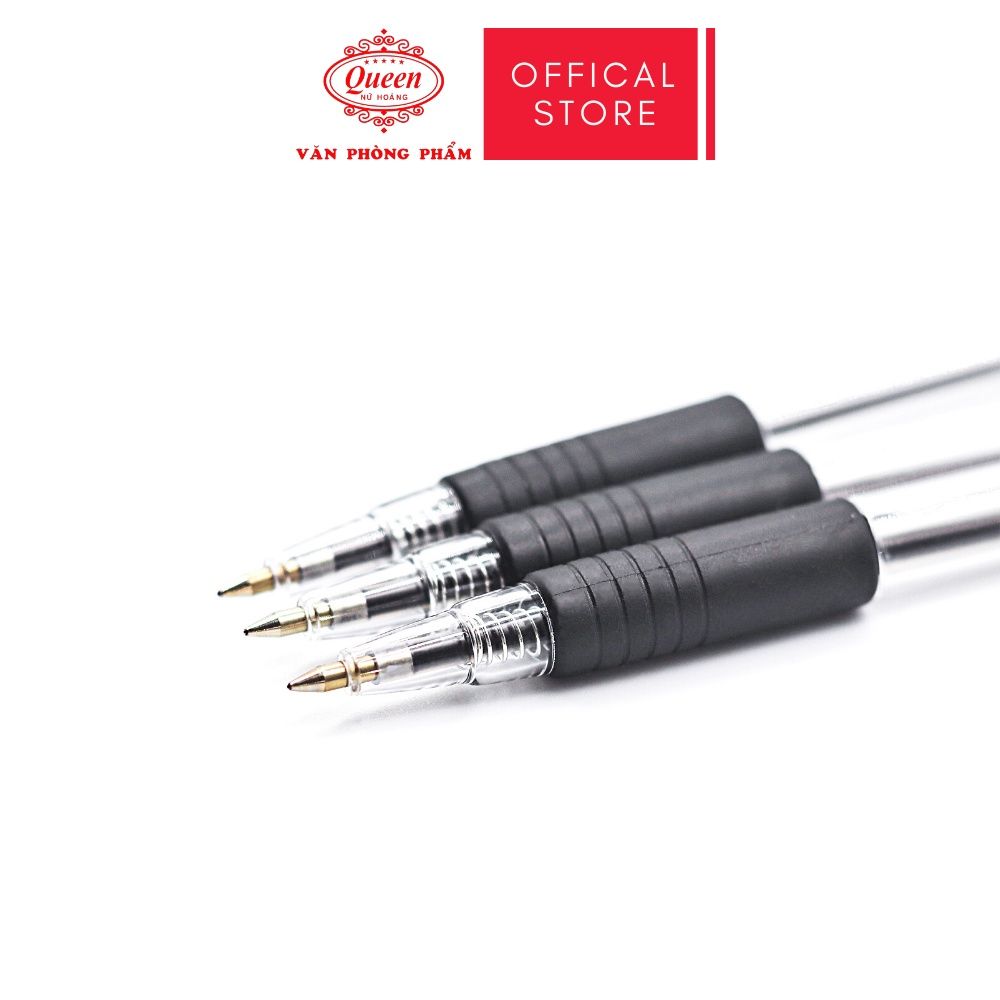 Bút bi Queen (Nữ Hoàng) 0.5mm - Màu Xanh/Đỏ/Đen - (Bịch 5 Bút cùng màu) hoặc 1 Hộp (Giá Sĩ)- CHÍNH HÃNG