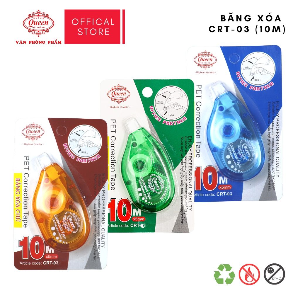 Bút xóa băng Queen (Nữ Hoàng) - CRT03 (10M) - Chính Hãng - 1 Cái - 12 Cái/Hộp (Giá Sĩ)