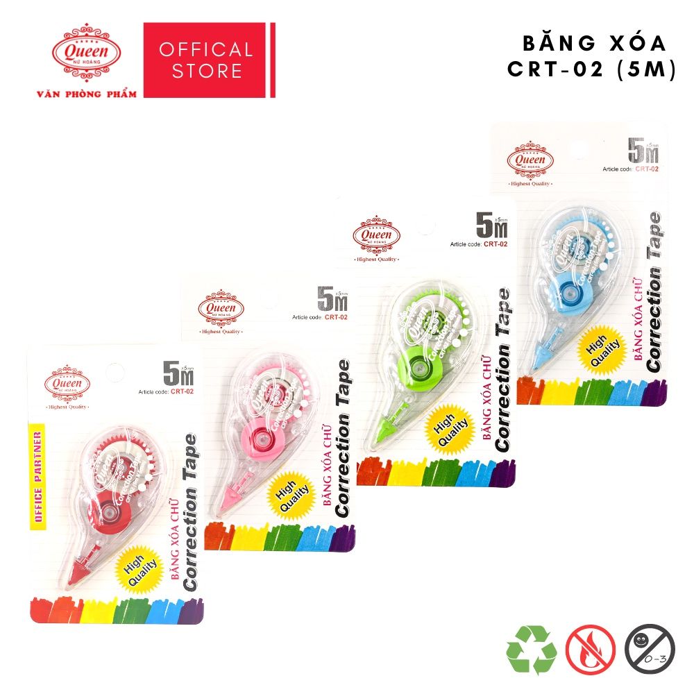Bút xóa băng Queen (Nữ Hoàng) - CRT02 (5M) - Chính Hãng -1 cái - 24 cái/hộp (Giá Sĩ)